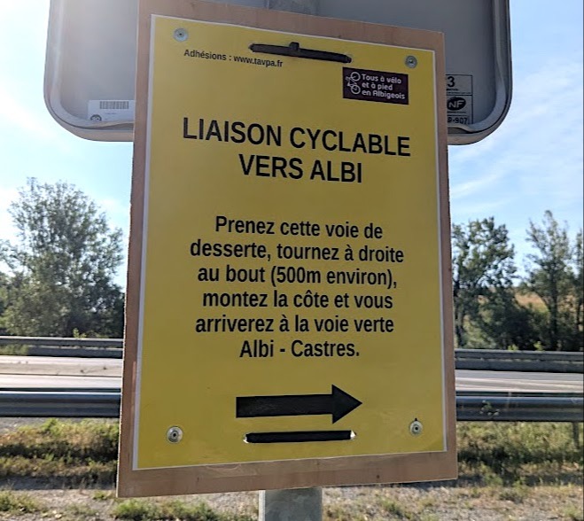 Panneau provisoire liaison vers VV Albi